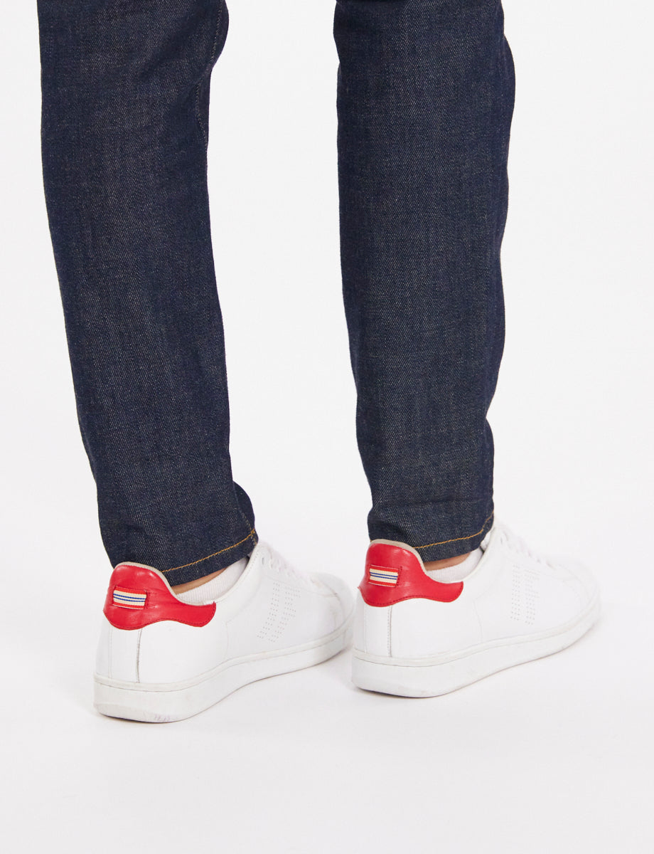 64qty NEW  / Baskets Charly en cuir -  White Red