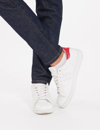 64qty NEW  / Baskets Charly en cuir -  White Red
