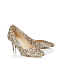 Irena round-toe 65 pumps in sequined fabric - Antique Gold