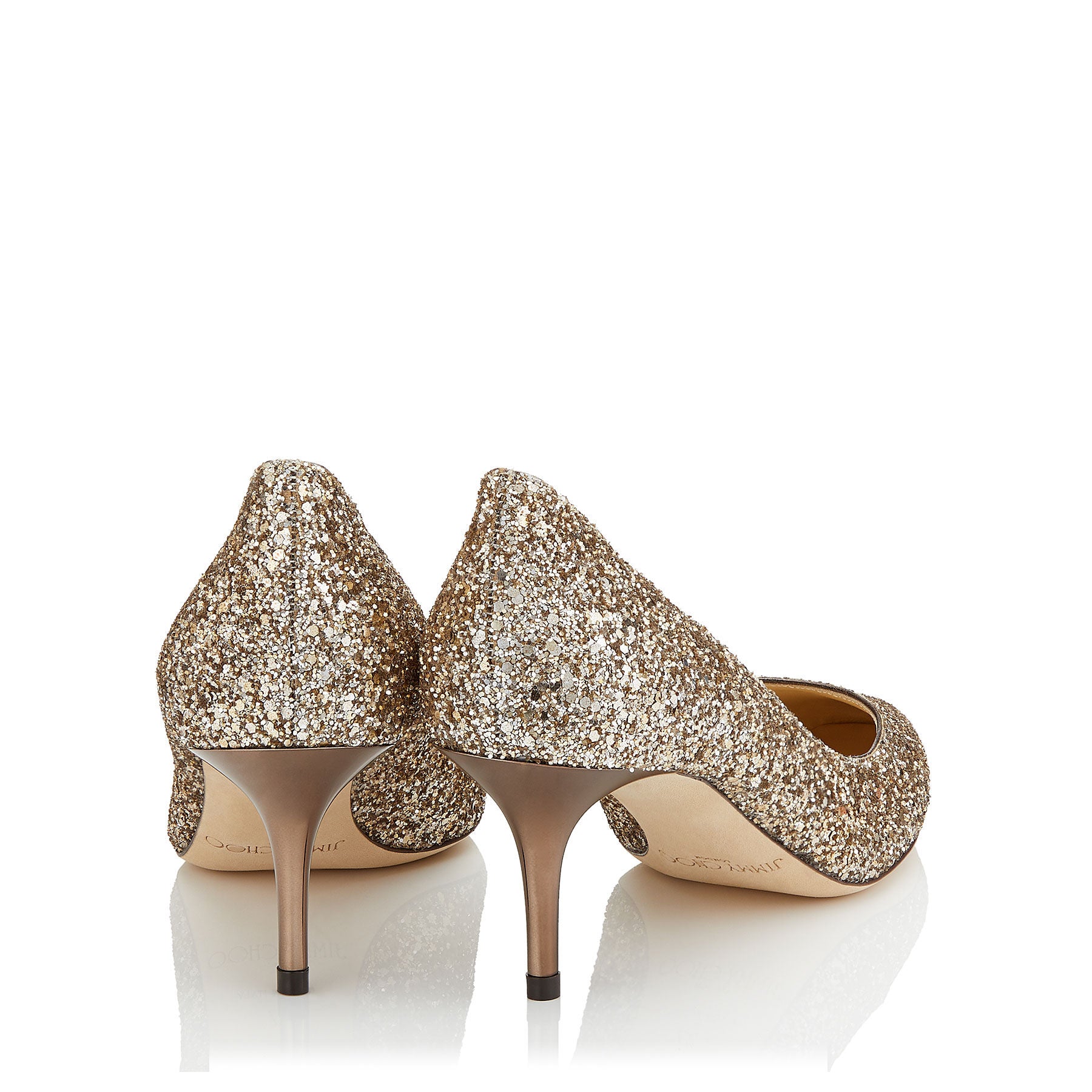 Irena round-toe 65 pumps in sequined fabric - Antique Gold