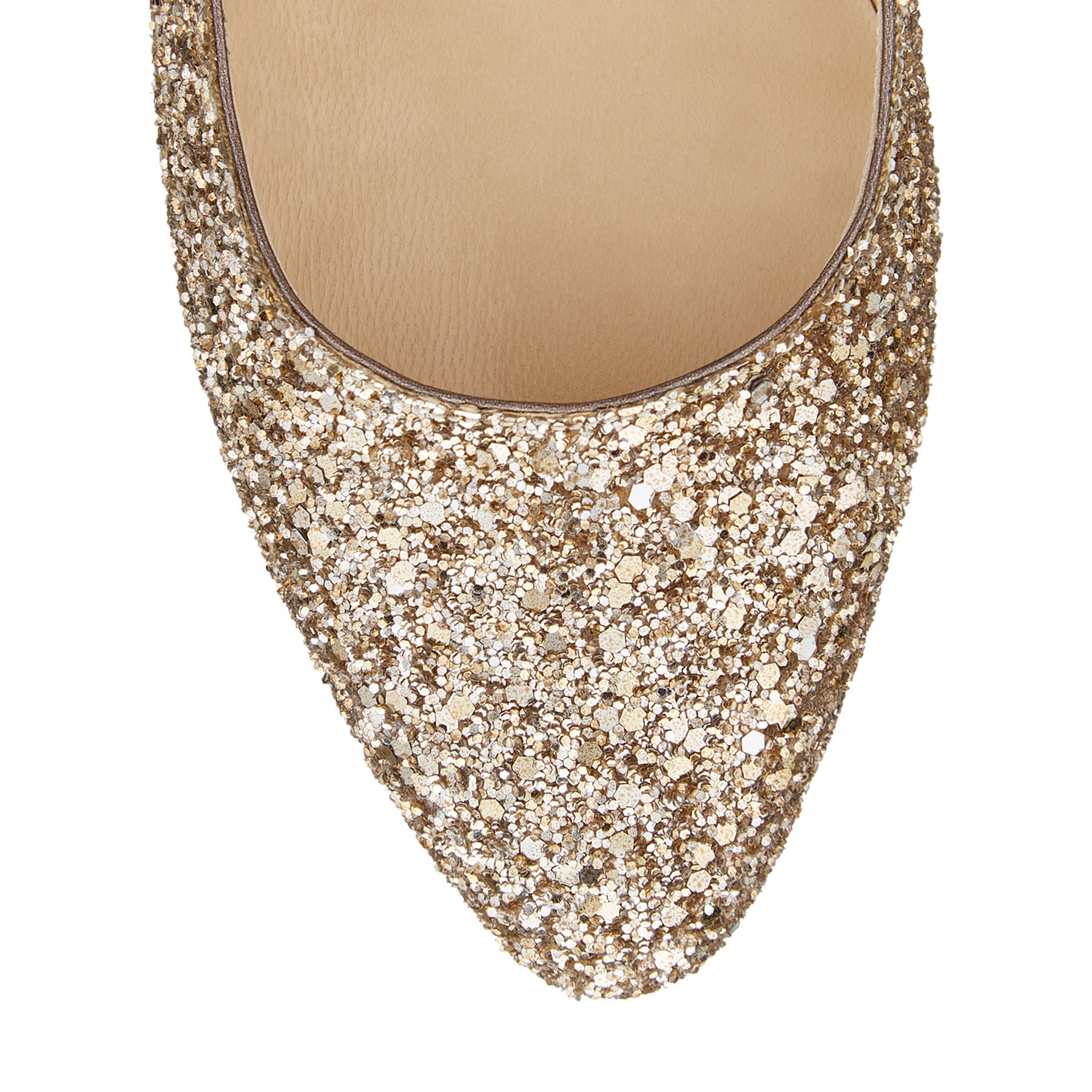 Irena round-toe 65 pumps in sequined fabric - Antique Gold