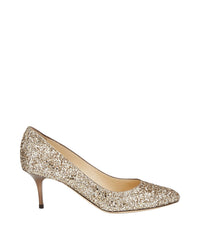 Irena round-toe 65 pumps in sequined fabric - Antique Gold