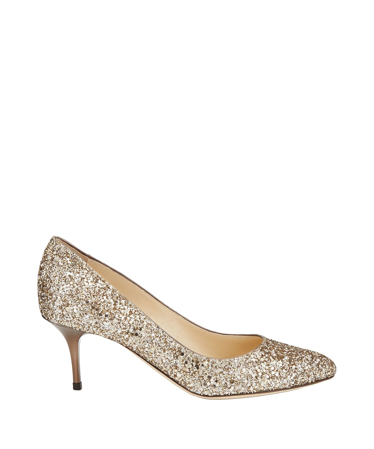 Irena round-toe 65 pumps in sequined fabric - Antique Gold