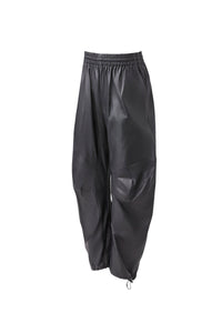 Pantalon large Isak en cuir - Black