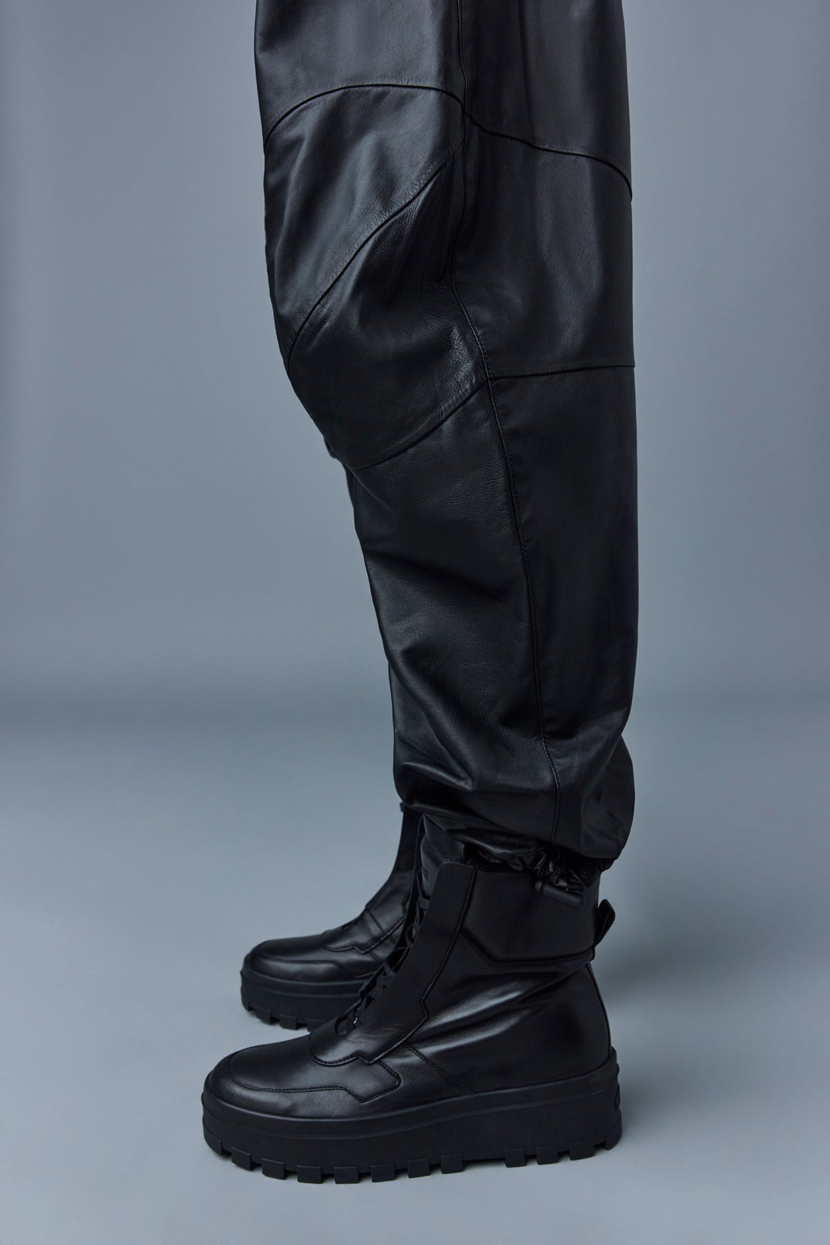 Pantalon large Isak en cuir - Black