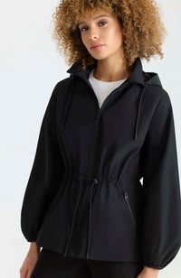 Black Ladies Hooded Rainwear Jacket