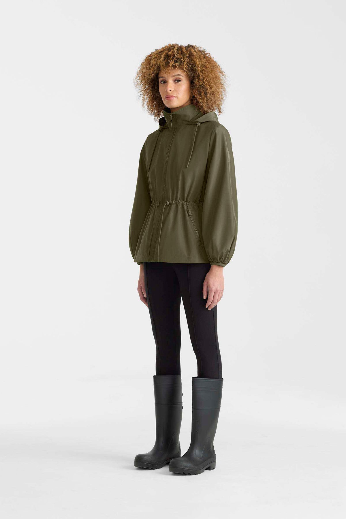 Light Military Ladies Hooded Rainwear Jacket
