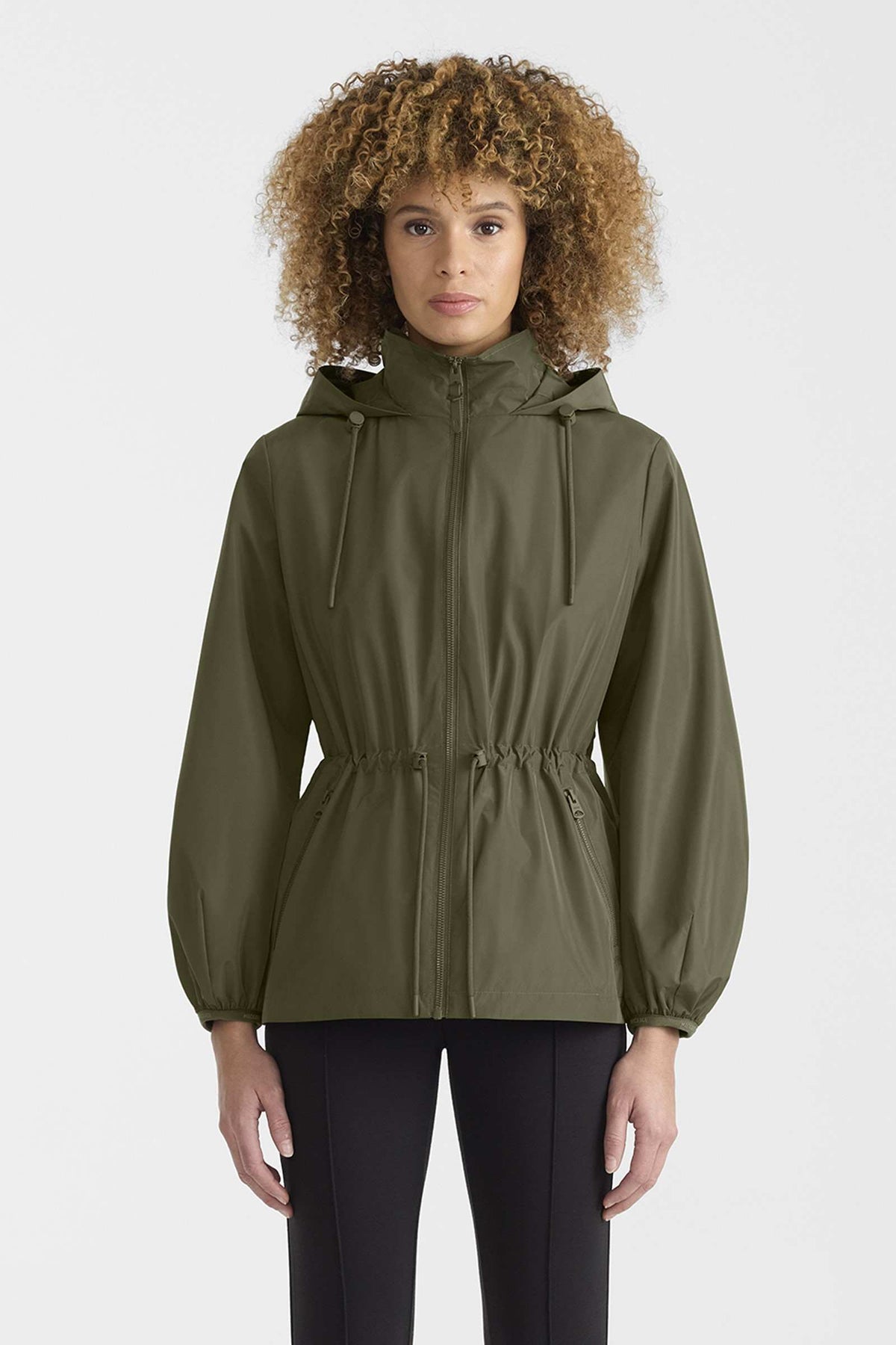 Light Military Ladies Hooded Rainwear Jacket