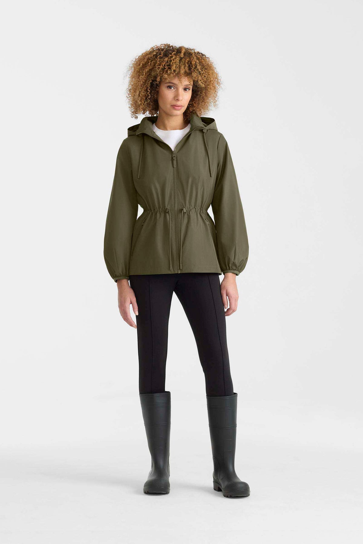 Light Military Ladies Hooded Rainwear Jacket