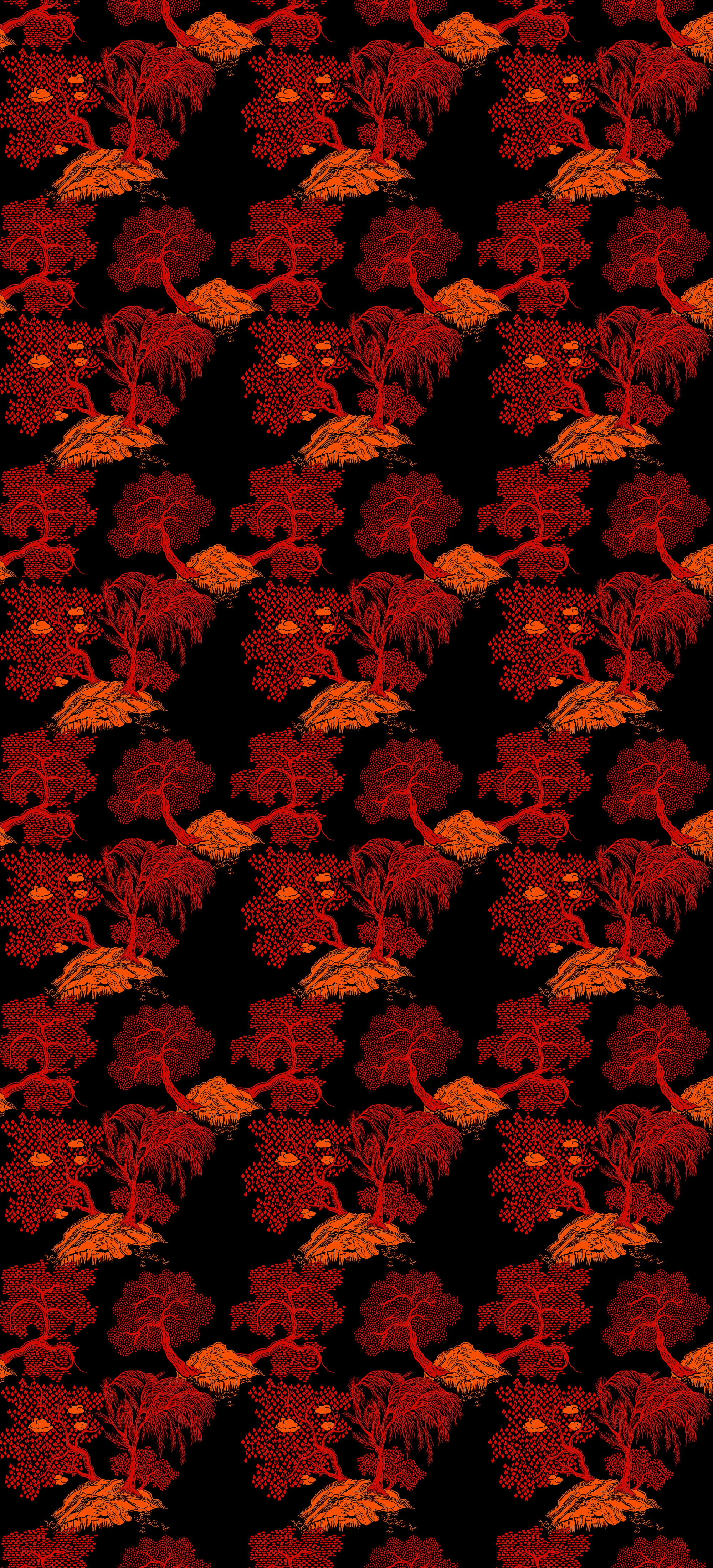 Rouleau Jardin d'Asie - Noir & Rouge