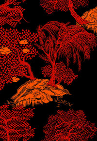 Rouleau Jardin d'Asie - Noir & Rouge