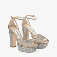 Sandales Isra à plateforme 120 en daim chatoyant - Silk Crystal