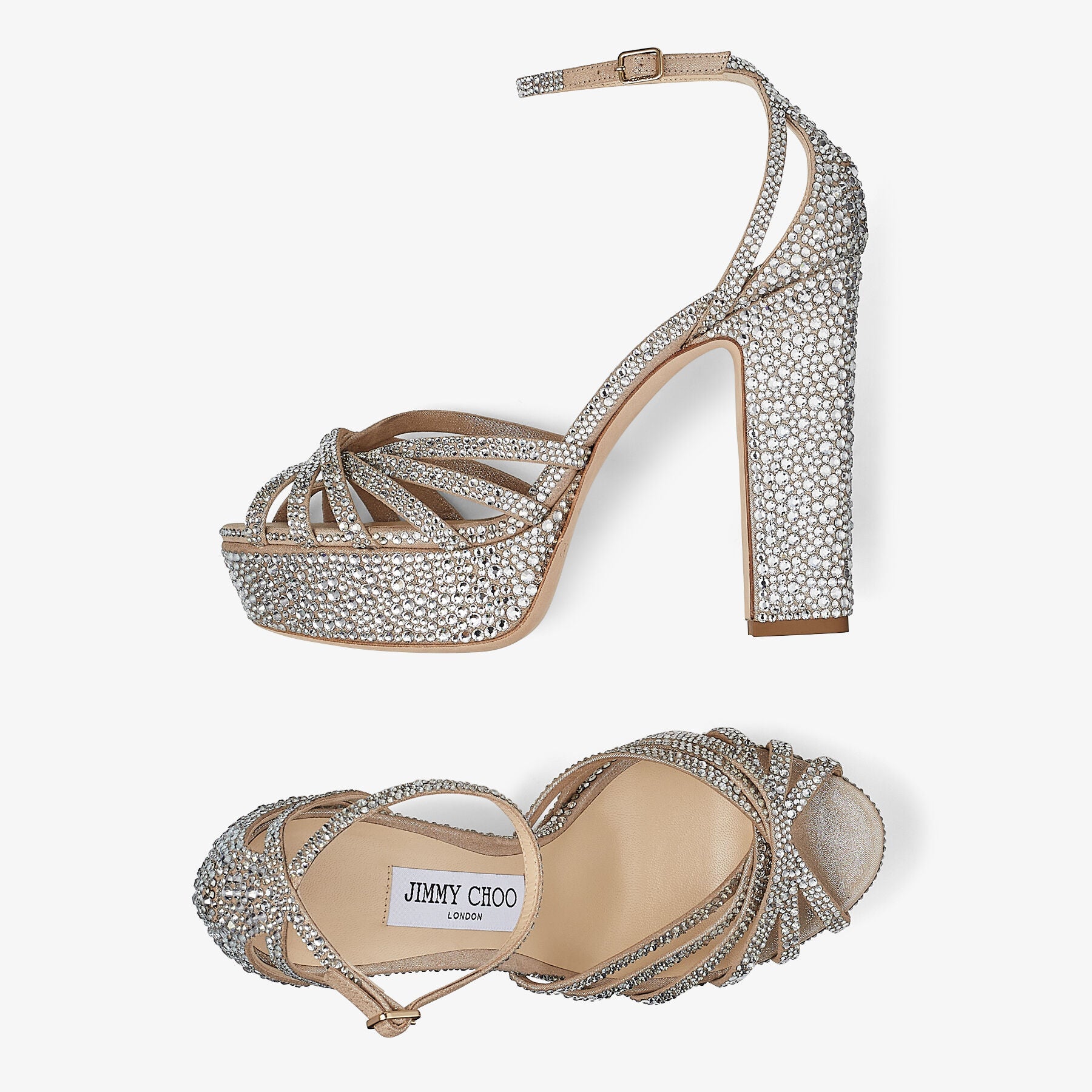Sandales Isra à plateforme 120 en daim chatoyant - Silk Crystal