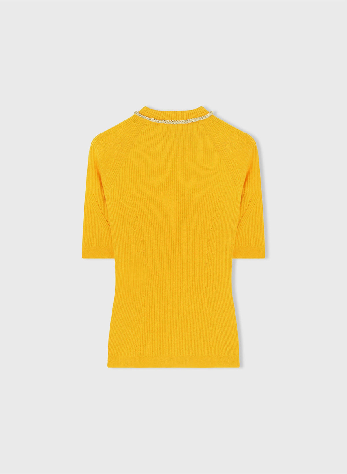 YELLOW KNITTED T-SHIRT WITH CHAIN