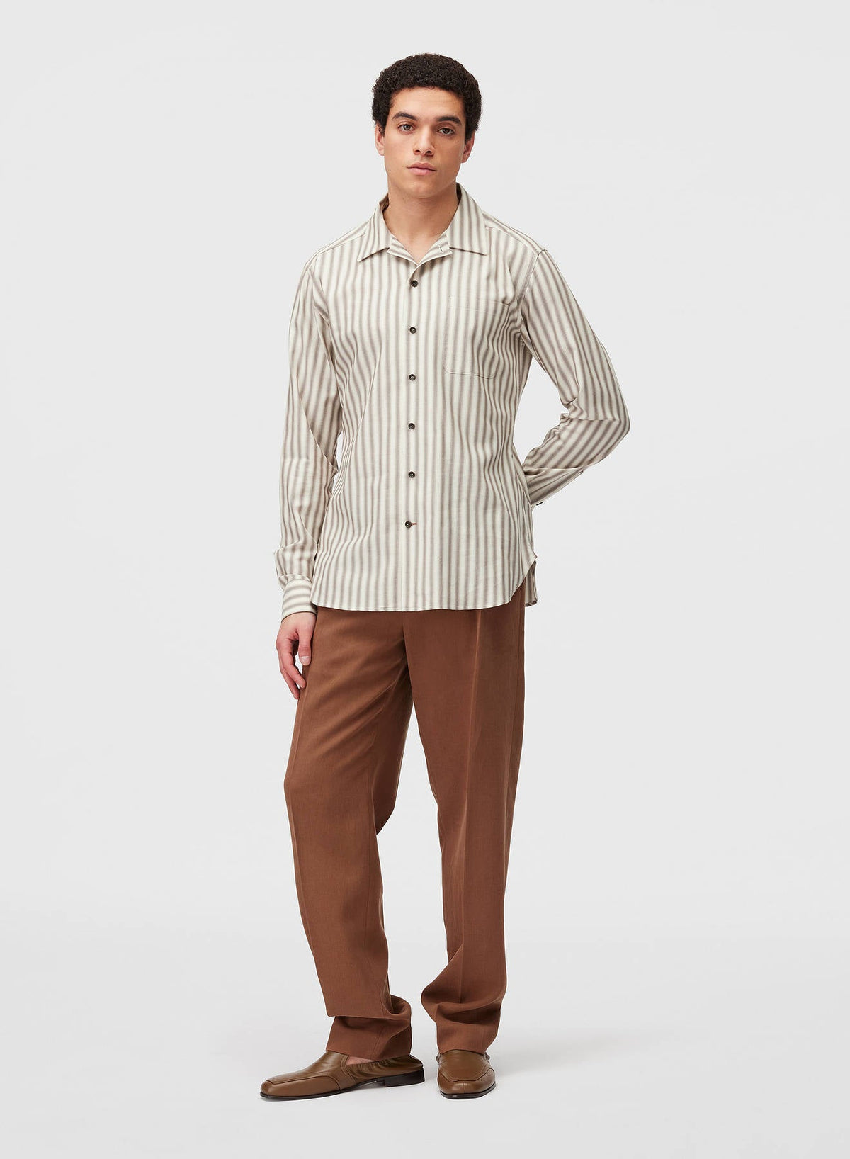 SAND STRIPES SHIRT WITH PATCH POCKET (NR)