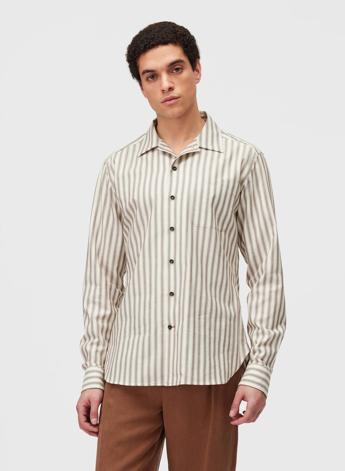SAND STRIPES SHIRT WITH PATCH POCKET (NR)