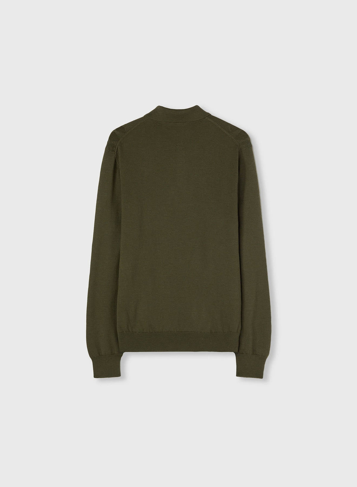 MILITARY GREEN MIXED ARGYLE LONG SLEEVE POLO