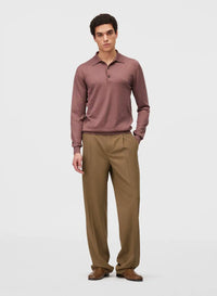 ROSE SIDE ARGYLE DETAIL LONG SLEEVE POLO