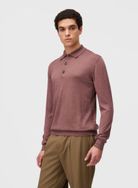 ROSE SIDE ARGYLE DETAIL LONG SLEEVE POLO