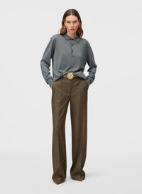 SAGE SIDE ARGYLE DETAIL LONG SLEEVE POLO