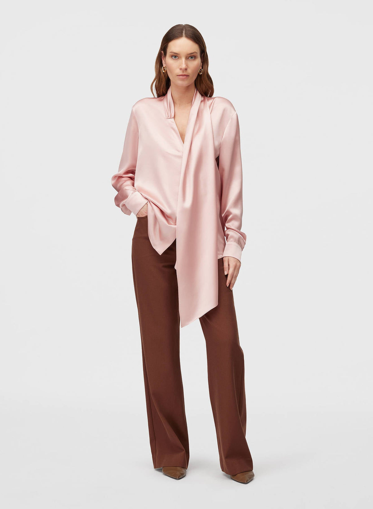 PALE ROSE SCARF SHIRT