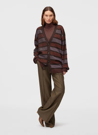CHOCOLATE, CLAY AND IRIS WINDOWS LONG CARDIGAN