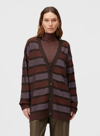 CHOCOLATE, CLAY AND IRIS WINDOWS LONG CARDIGAN