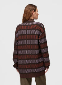 CHOCOLATE, CLAY AND IRIS WINDOWS LONG CARDIGAN