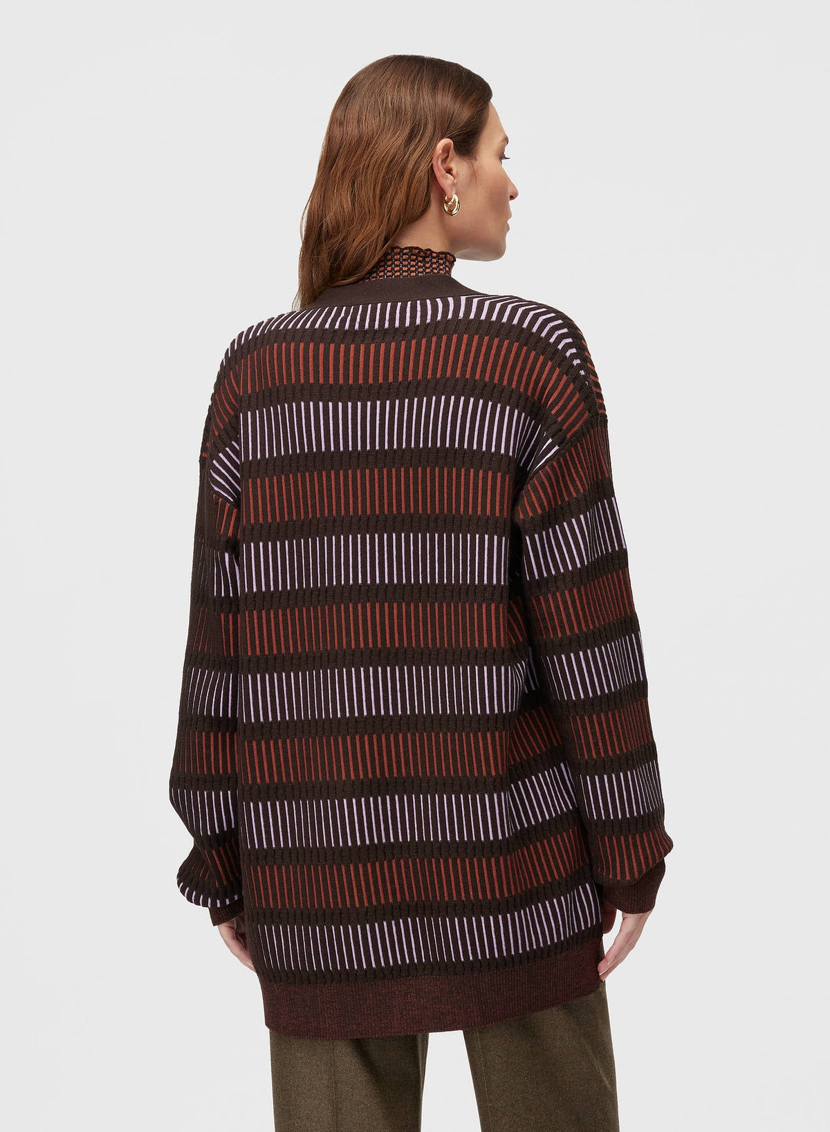 CHOCOLATE, CLAY AND IRIS WINDOWS LONG CARDIGAN