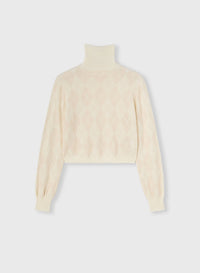 BUTTER ARGYLE CASHMERE TURTLENECK