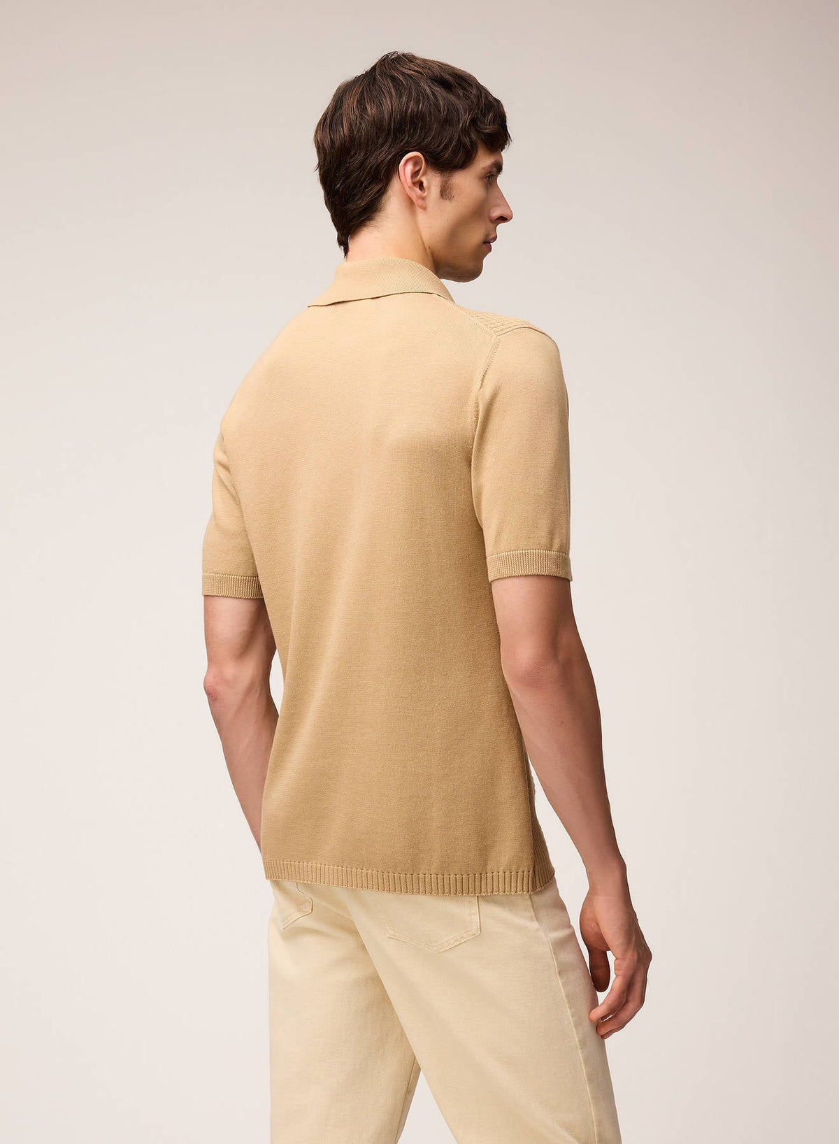 CAMEL MIX STITCHES KNIT POLO