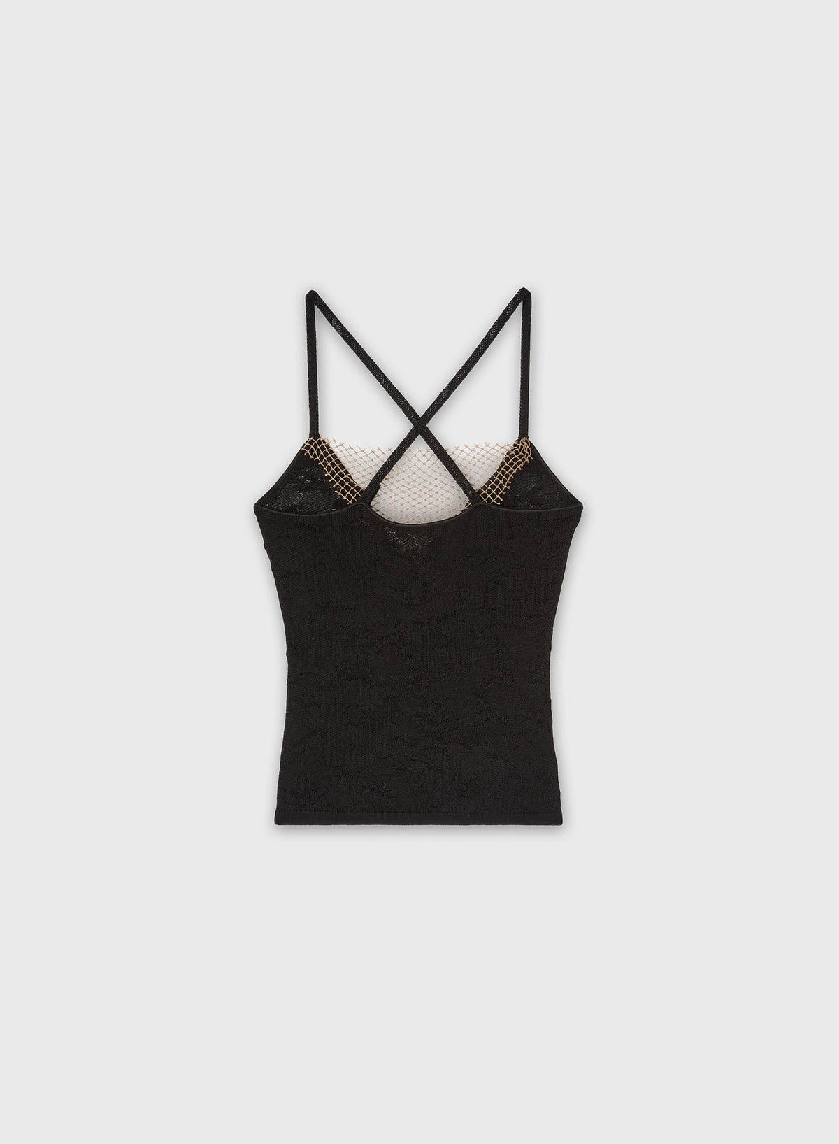 BLACK JACQUARD KNIT TOP WITH NET DETAIL