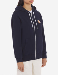 Sweat à capuche zippé avec écusson - Navy