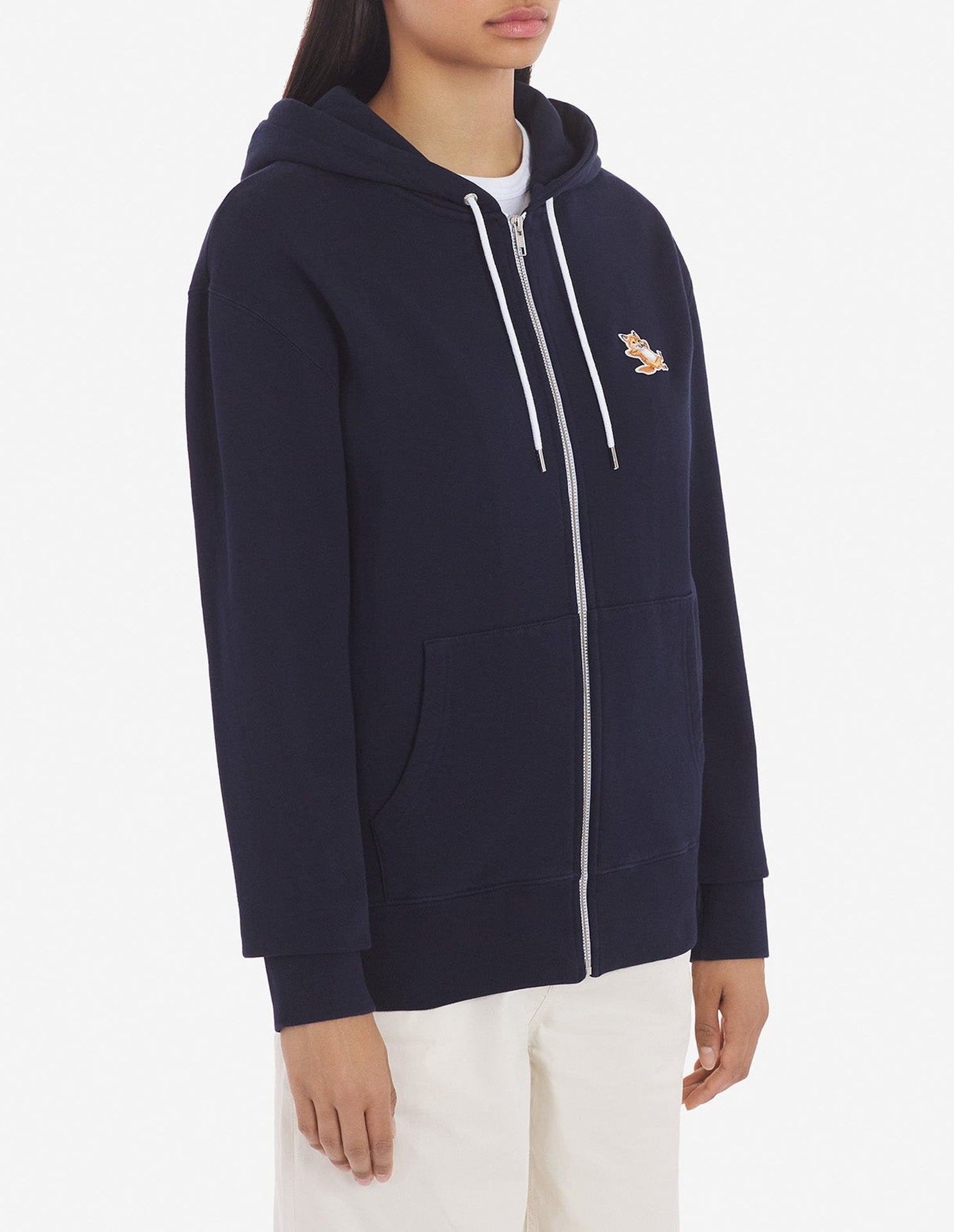 Sweat à capuche zippé avec écusson - Navy