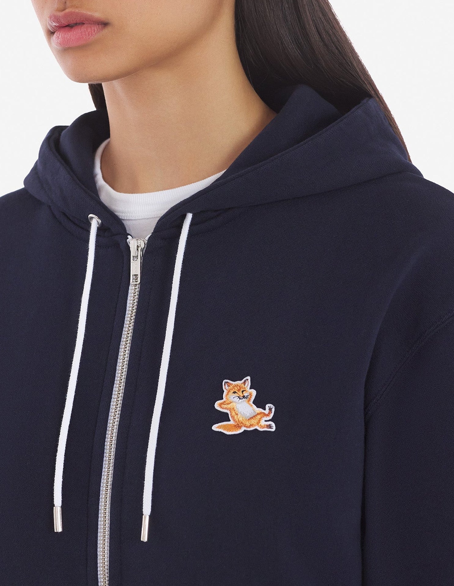 Sweat à capuche zippé avec écusson - Navy