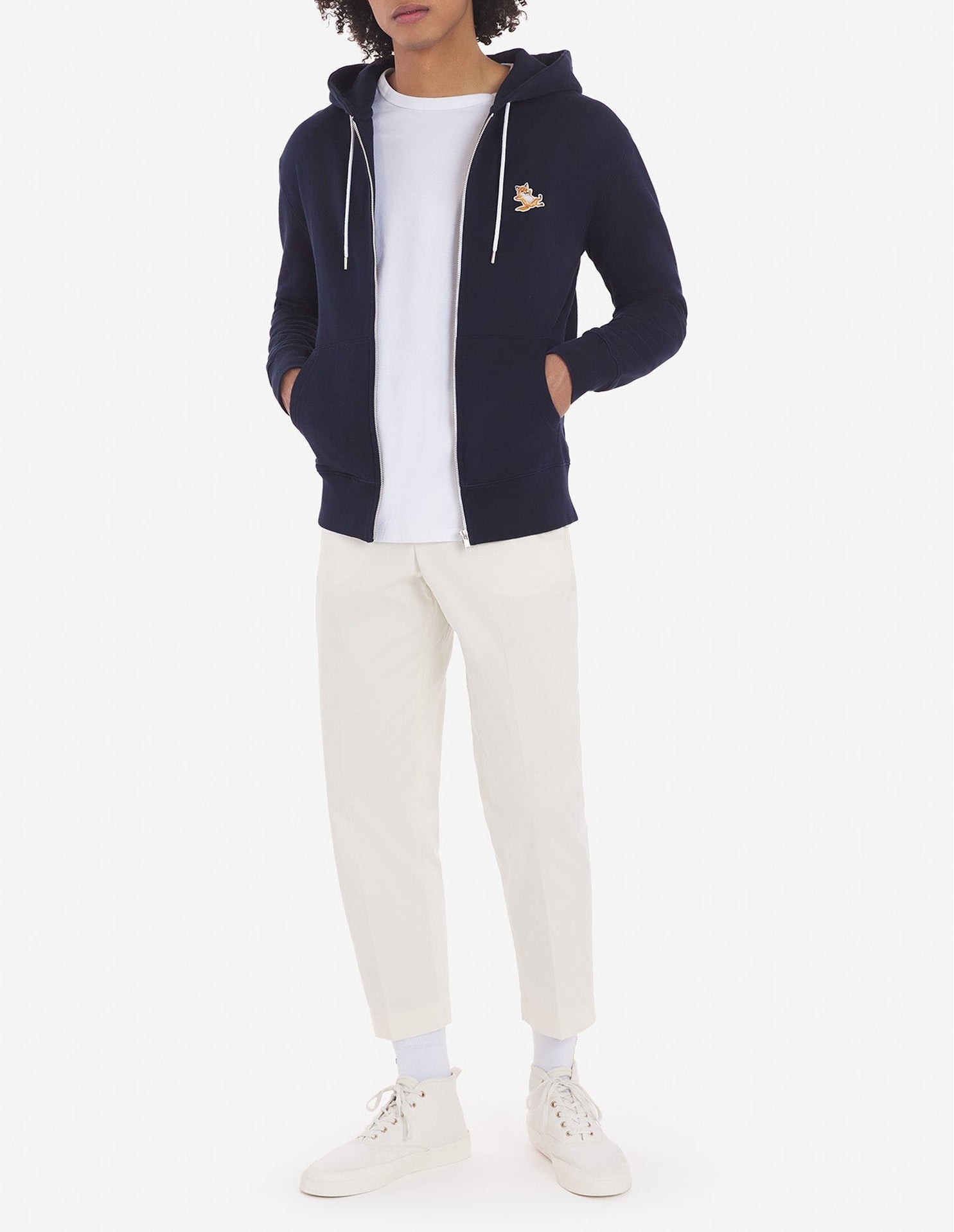 Sweat à capuche zippé avec écusson - Navy