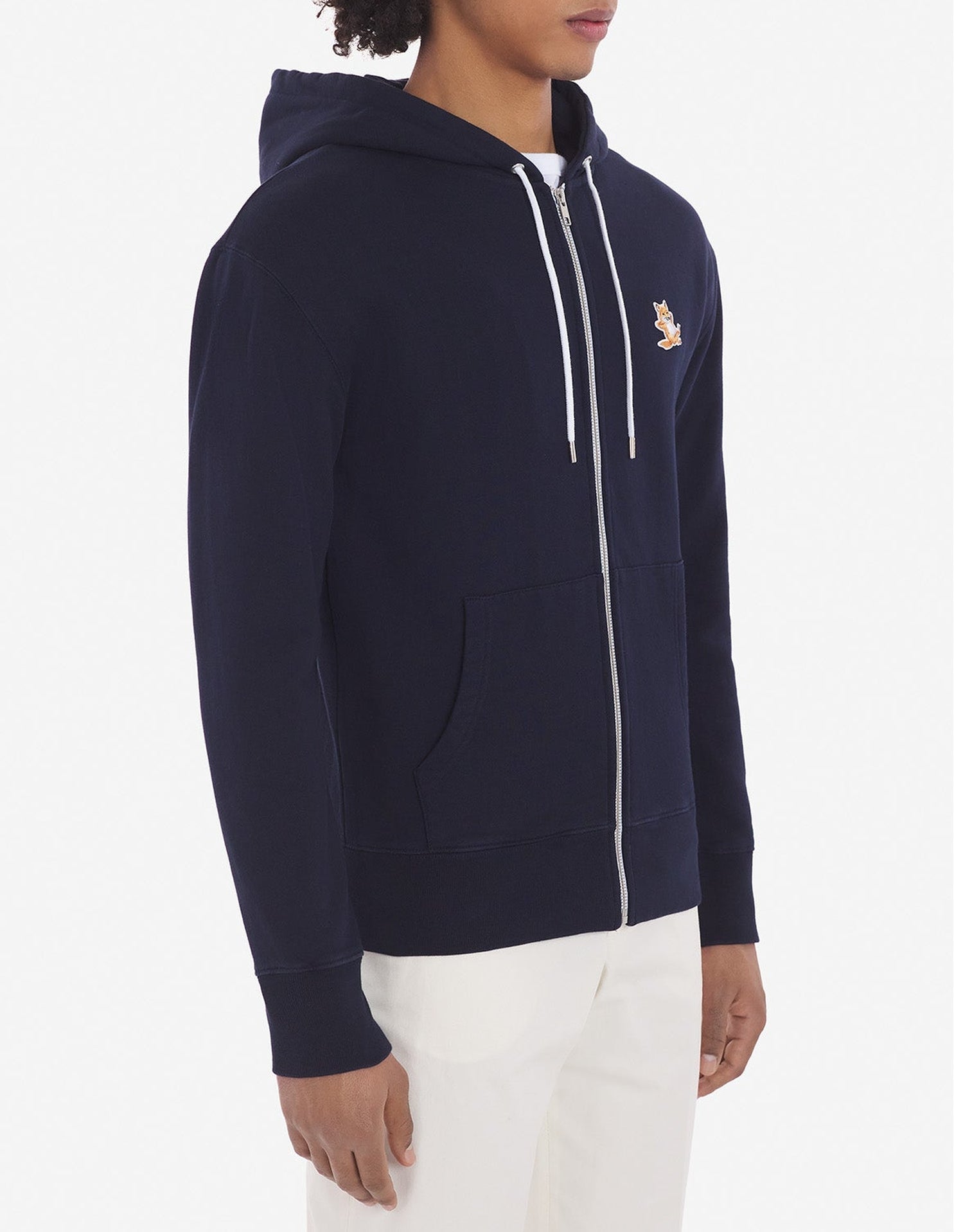 Sweat à capuche zippé avec écusson - Navy