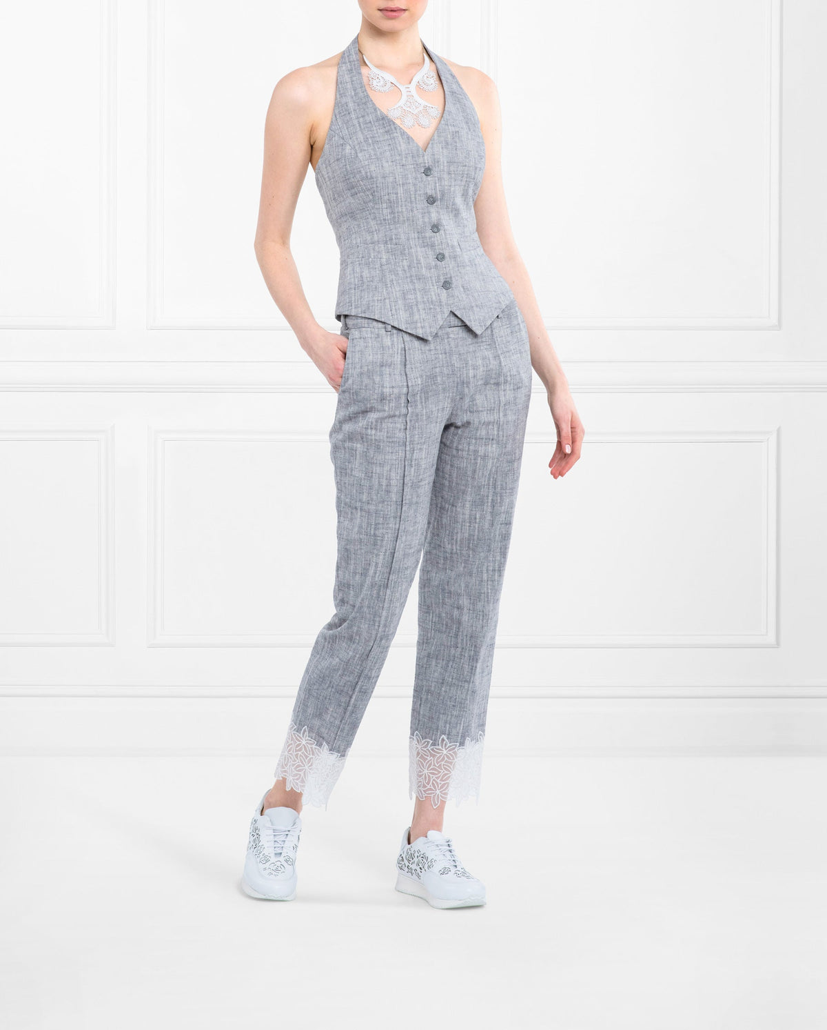 Pantalon Prince en Lin - Vapor Smoke