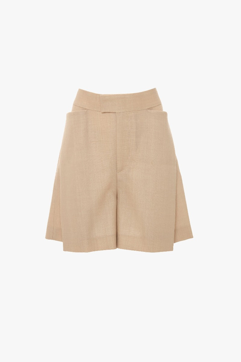Fold Detail Straight Leg Culotte - Sepia / Ivory