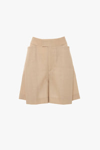 Fold Detail Straight Leg Culotte - Sepia / Ivory