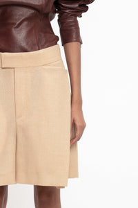 Fold Detail Straight Leg Culotte - Sepia / Ivory