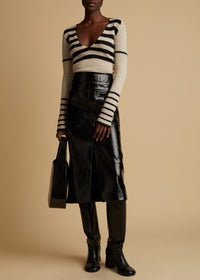 Ivy sweater in cashmere - Custard & Black Stripe