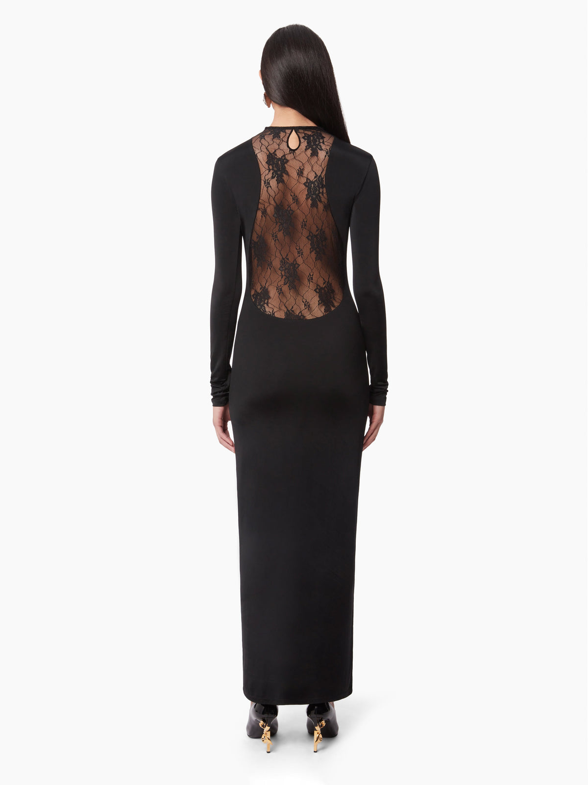 ROBE LONGUE AVEC INSERTS EN DENTELLE