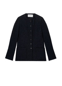Veste longue tweed - Marine