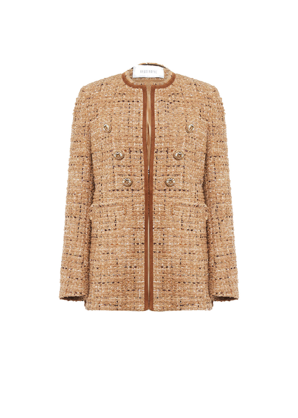 Textured long officer’s jacket - Camel