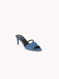 11qty NEW / Mules Ines 70 en denim et cuir - Denim