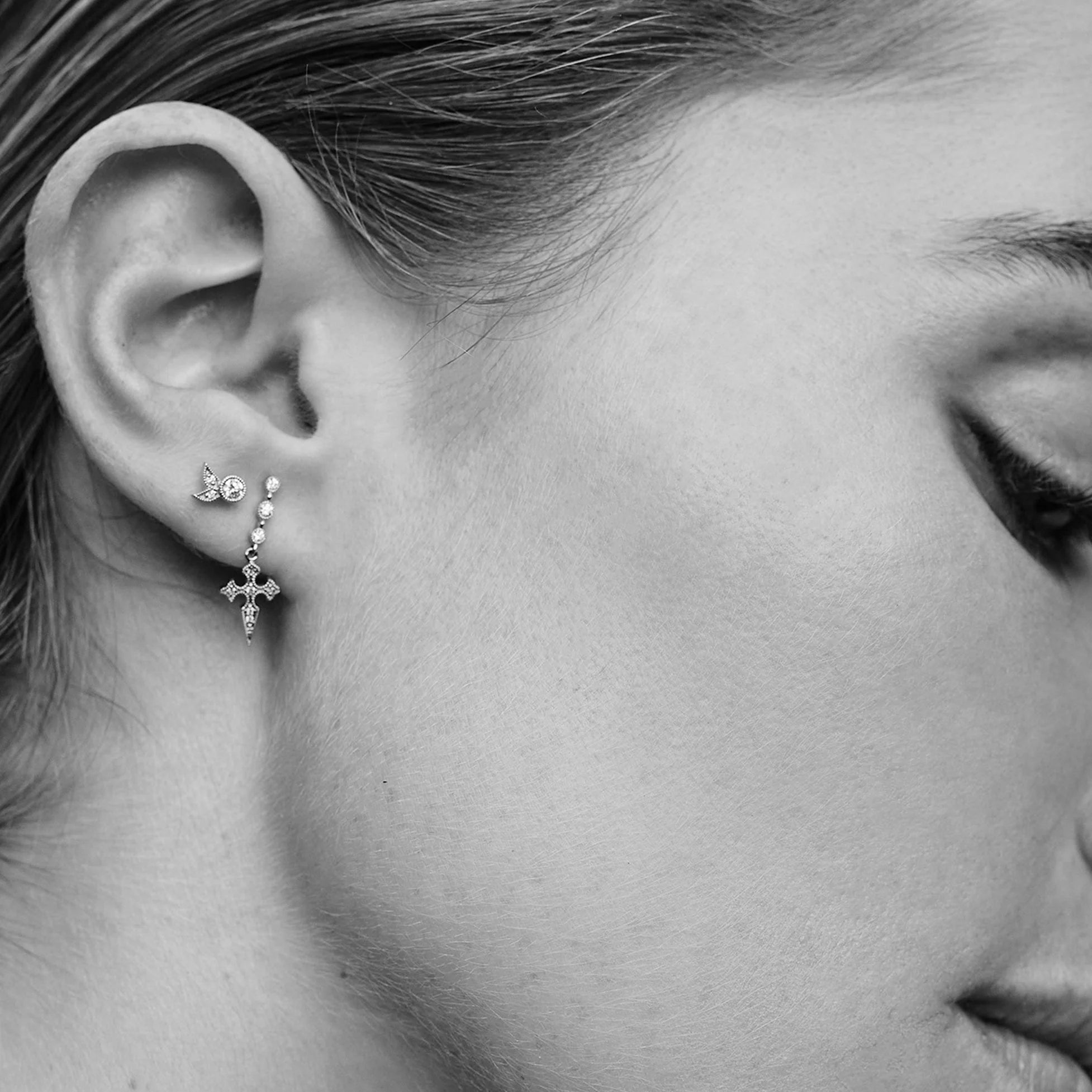 Mono boucle Into the Wild en or rose 18K sertie de diamants - Or rose