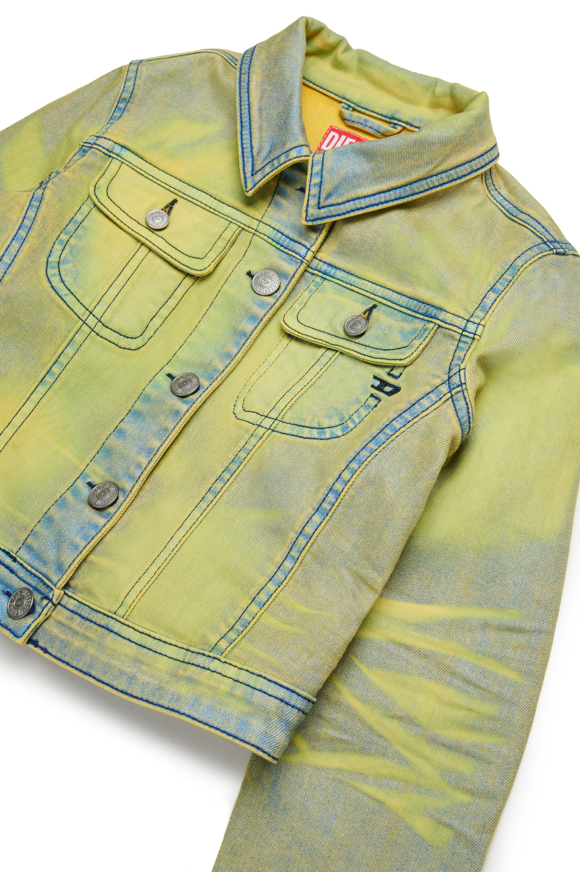 Washed denim jacket - Blue & Yellow