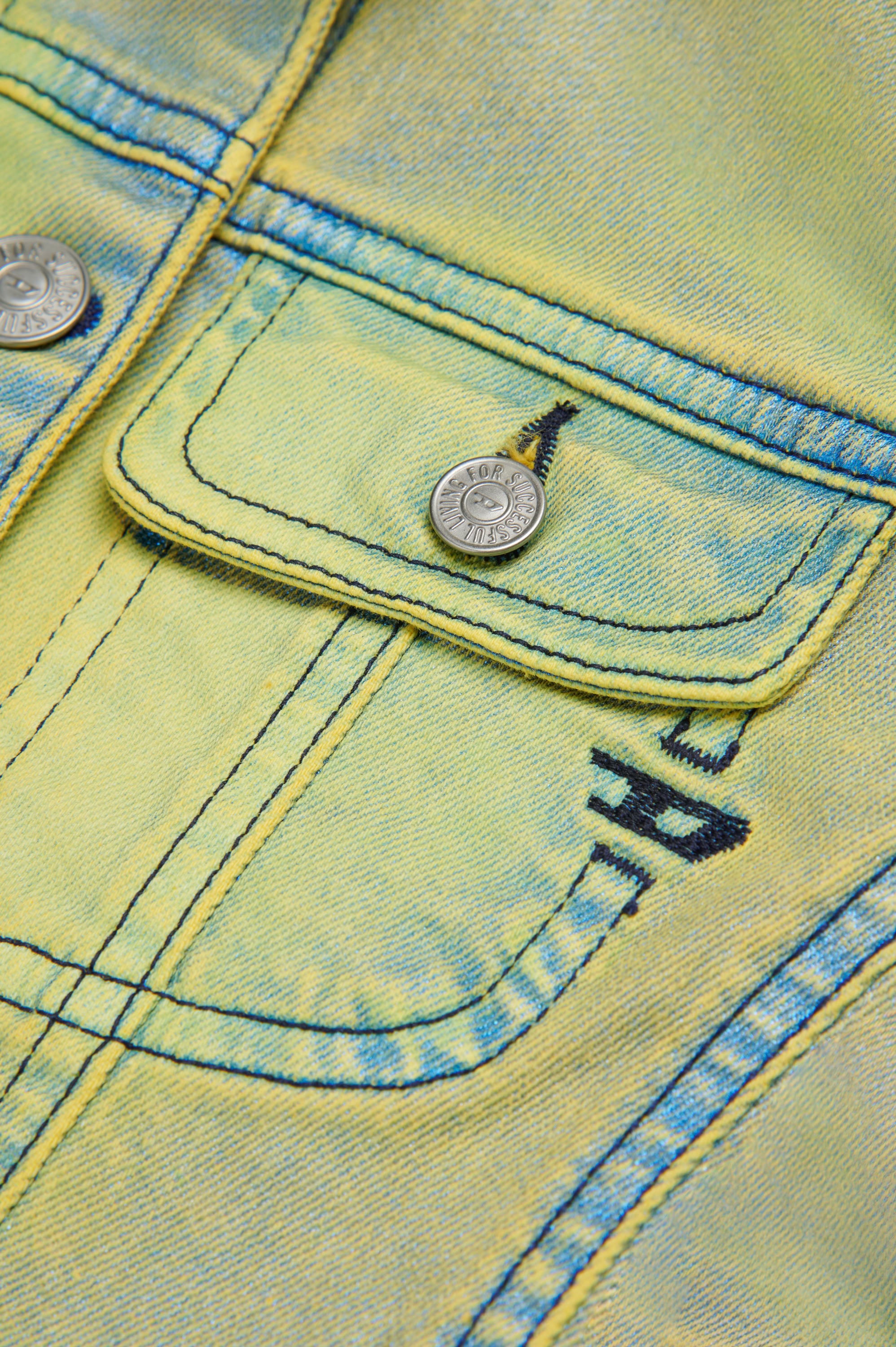 Washed denim jacket - Blue & Yellow