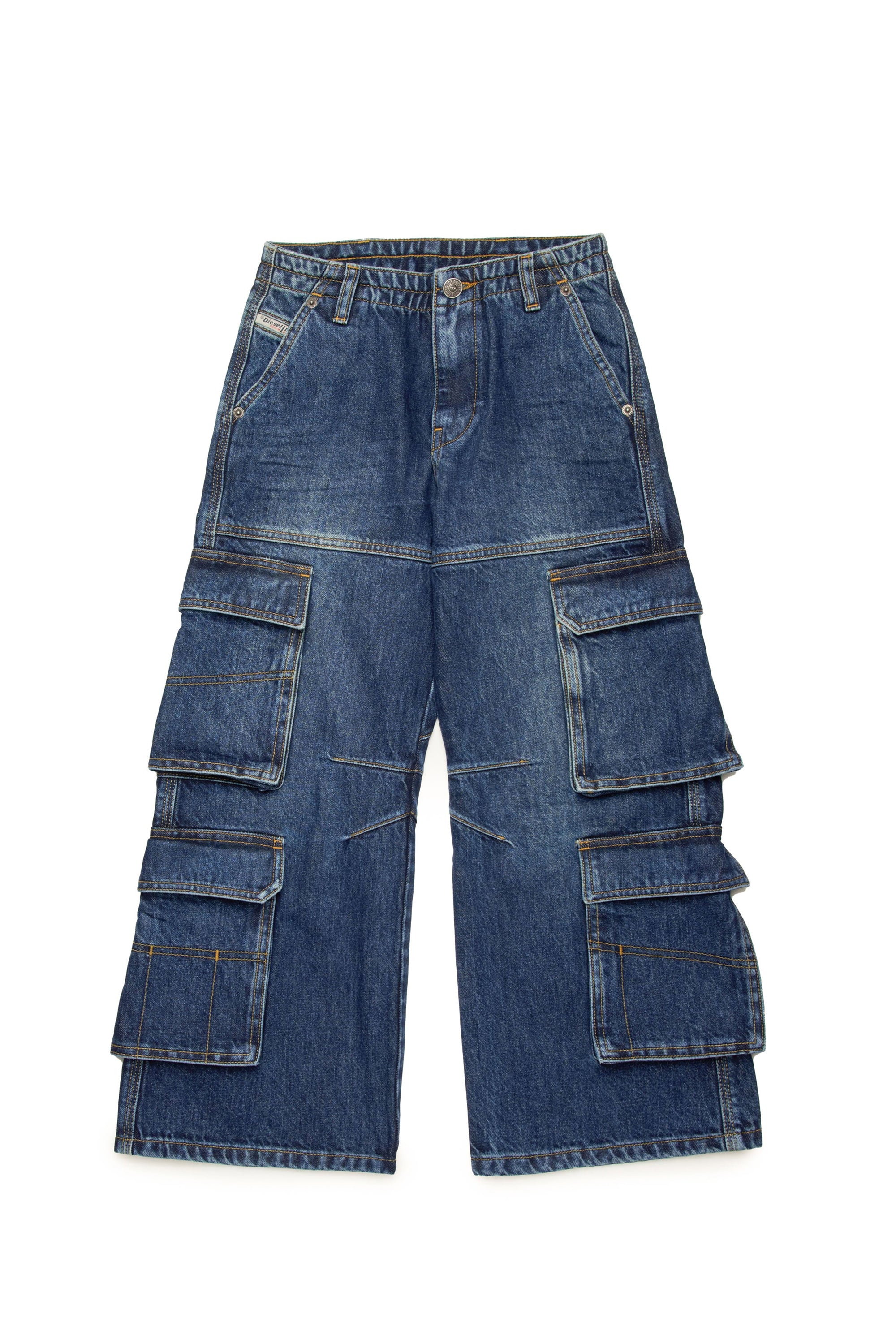 Straight-leg washed denim trousers - Denim